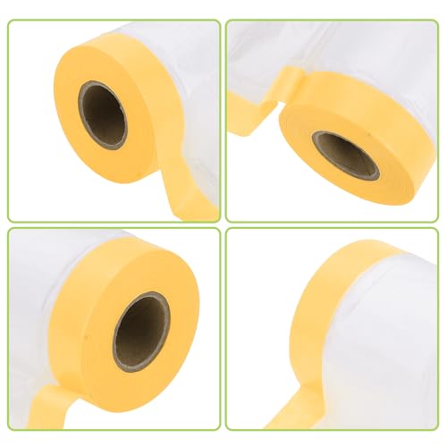 Pre-Taped Masking Film Plastic Cover PE Film Masking Paper 1 Pc 2200x30cm / 72.18ftx11.81" White Yellow