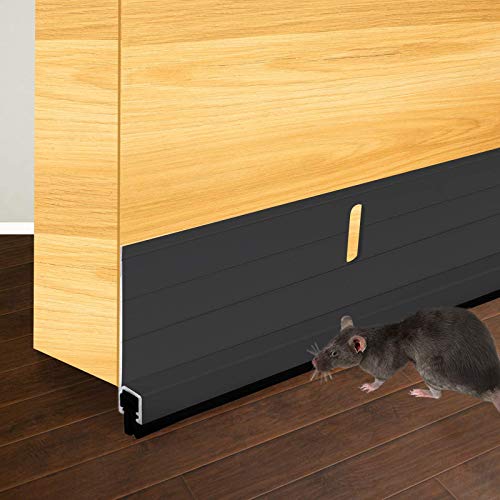 Metal Door Draft Stopper, 43.5 Inch Under Door Sweep Bottom Blocker Seal Strip, Aluminium Sweeps Anti Mouse Bite, Black - color: Black