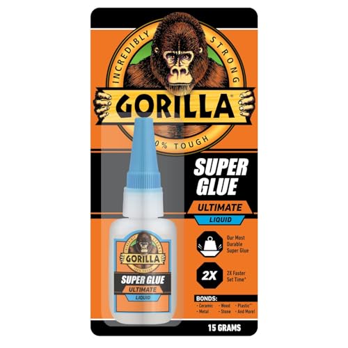 Gorilla Ultimate Super Glue, Clear Glue, 15 Grams (Pack of 1) - Fast-Setting Cyanoacrylate for Quick Fixes & Repairs with Anti-Clog Cap - size: 1 - Pack