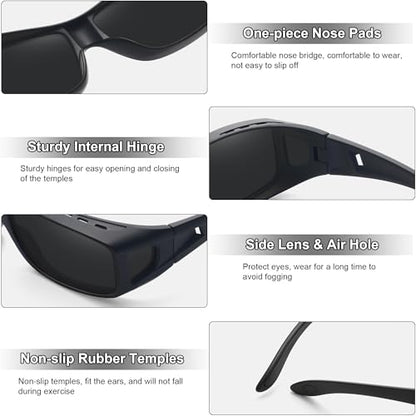 MEETSUN Fit Over Glasses Sunglasses for Men Women,Wrap Around Sunglasses Polarized UV400 Protection - color: A1-black Frame-gray Lens
