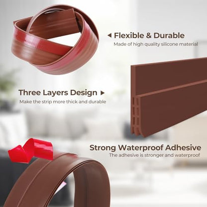 Door Draft Stopper Weather Stripping: Ohuhu Under Door Bottom Seal Strip Sweep Blocker Gap Filler Flexible Noise Insulation Draft Guard for Bottom of Door Garage (Brown, 39" L x2 W) (Pack of 2) - size: 39" L x2 W (Pack of 2)