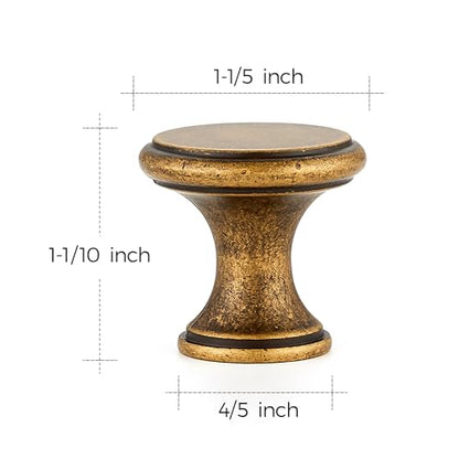 Ravinte 10 Pack Antique Brass Kitchen Cabinet Knobs, Solid Antique Brass Pulls Zinc Handles Simple Drawer Cabinet Hardware for Cupboard Drawer Knobs - color: Antique Brass