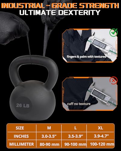 wcy nitroshield 9mil Heavy Duty Disposable Nitrile Gloves, Black Medium 80Pcs -Chemical Resistant, Latex Powder Free Rubber Gloves Diamond Texture for Automotive, Mechanics, Cooking - color: Black-80, size: Medium