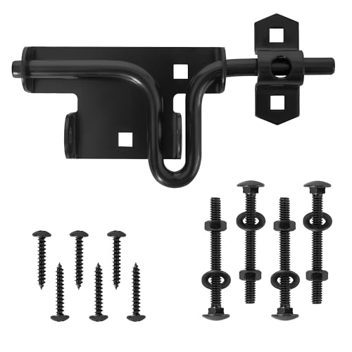 Slide Bolt Gate Latch,Sliding Bolt Door Lock with Padlock Hole for Wooden Fence and Vinyl Gates,mainly Used for Fence,shed Door,Yard Door,Barn Door,Outdoor and Indoors,Coated with Black-1 Pack - size: 1 Pack