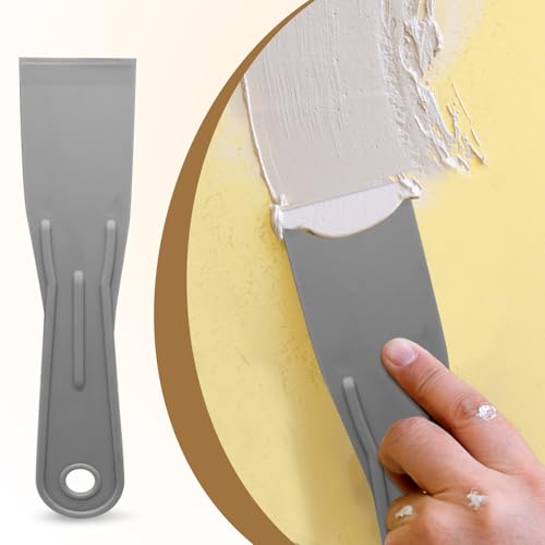 6pcs Flexible Plastic Putty Knife Set - 1.5 Inch Wide Scraper for Wall Repair, Spackling, Drywall Taping & Painting Projects (Grey)