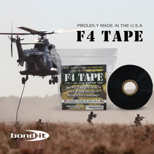 Bond It F4 Emergency Self-Fusing Silicone Tape, Repair Plumbing Pipe & Radiator Hose Leak, Electrical Insulation, Permanent Bonding, Waterproof, 1" x 36' x 20mil, Black - color: Black