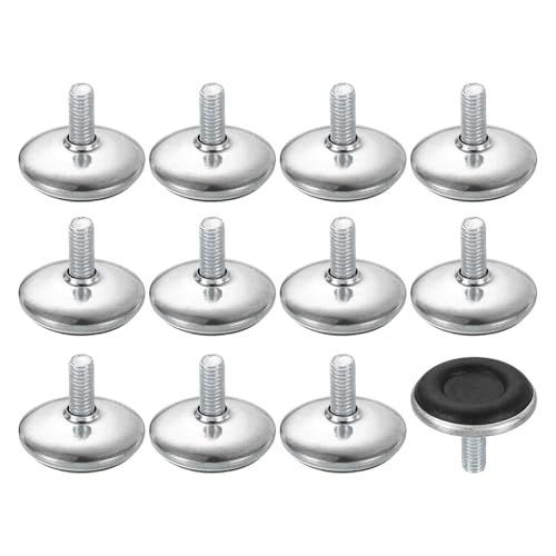 uxcell 12Pcs M6 Thread Furniture Feet Levelers, 28x15mm Adjustable Leveling Table Feet, Screw on Furniture Glide Leveling for Chair Stool Legs, Black - color: Black, size: M6 x 28 x 15mm