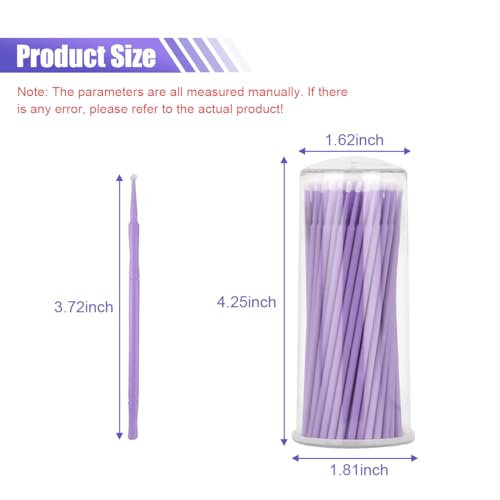 100Pack 1.5mm Touch Up Paint Brushes, Repair Paint Brushes, Disposable Cotton Swabs Micro Applicators for Car Paint Chip Repair Automotive Scratch (Light Purple)
