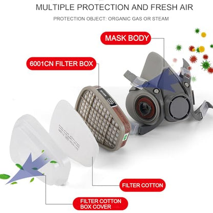 Breathing Safety, Reusable Half-face Protection Cover, Washable Sanding Respirator Kit, Dust Proof Respirator For Painting, Carpentry, Grinding, Dust Removal, Home Renovation, Industrial Jobs