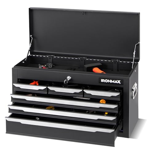 IRONMAX Portable Tool Box, 6 Drawers 24’’ Lockable Tool Storage Organizer Toolbox with Ball-Bearing Slides & Liner, Metal Tool Chest for Warehouse, Garage, Workshop, Household - style: Portable Toolbox