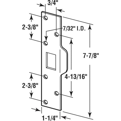 Prime-Line U 94268 Maximum Security Deadbolt Tab Strike 7-7/8 inch Height x 1-1/4 inch Width with Fasteners, Matte Black (Single Pack)