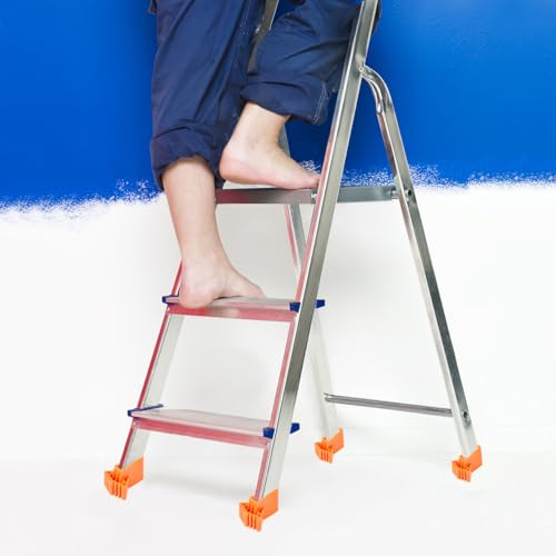 Cabilock Ladder Foot Cushion 4 Pack 3.54X2.55 Inch Non Slip Rubber Feet Mats for Folding and Stair Ladders Ladder Stabilizer Replacement Accessories - color: 3.orange