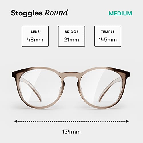 Stoggles Round Z87.1 Certified Polycarbonate Safety Glasses, Scratch & Shatter-Proof, Blue-Light & UV Blocking Lens, Top & Side Shields, Anti-Fog Dip Coated, Durable, Protective & Stylish Eyewear - color: Cold Brew