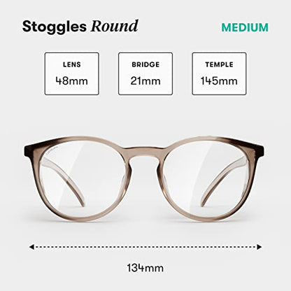 Stoggles Round Z87.1 Certified Polycarbonate Safety Glasses, Scratch & Shatter-Proof, Blue-Light & UV Blocking Lens, Top & Side Shields, Anti-Fog Dip Coated, Durable, Protective & Stylish Eyewear - color: Cold Brew