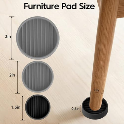 1.5" x 1.5" Rubber Furniture Pads Non Slips - 8 PCS Floor Protectors for Furniture, Rubber Feet Chair Leg Floor Protectors for Bed Sofa Table and Chair Stopper (Black, Round) - size: 8PCS 1.5" x 1.5" Black