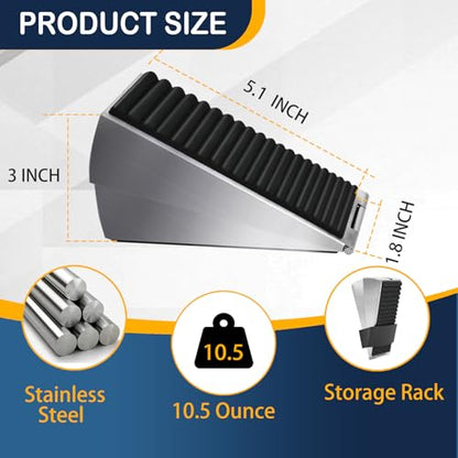 Heavy Duty Door Stopper Adjustable Spring Large Stoppers Wedge, Tall up to 3 Inches Doorstop Stainless steels Made Suits Any Heavy Doors - size: Silver-Adjustable