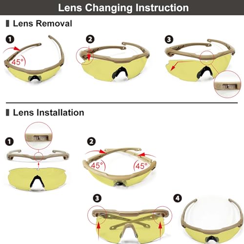 HTS HUNTERSKY Ballistic Tactical Shooting Glasses ANSI Z87+ UV400 Protective Eyewear - color: Gray Clear