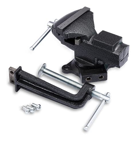 Wedge Guys Bench Vise w/Quick Release & Swivel + Removable Workbench Clamp, Rubber Clamp to Regrip Golf Clubs & More