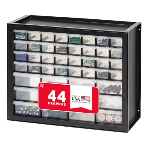 IRIS USA Small Parts Storage, Made in USA, Cabinet, 44-Drawer Organizer for Screws, Nuts, Bolts, Electronics, Hardware, Beads, Crafts, Building Bricks, Stackable Garage Storage – Black - color: Black, size: 44 Drawer