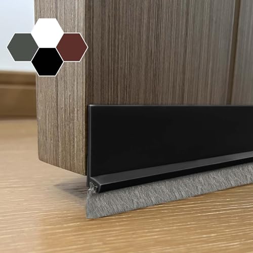 Door Sweep for Bottom of Door, Integrated Bottom Door Draft Stopper with Brush, Self-Adhesive Under Door Seal for Dust/Noise/Hot or Cold Air Insulation, Black 39.37" L/2" W - color: 53-black