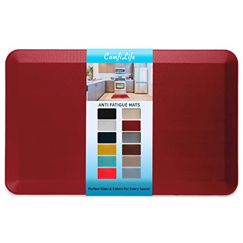 ComfiLife Anti Fatigue Floor Mat – 3/4 Inch Thick Kitchen Mats for Floor, Standing Desk Mat, Kitchen Rug – Comfort at Home, Office – Durable – Stain Resistant – Non-Slip Bottom (20" x 32", Red) - color: Red, size: 20" x 32"