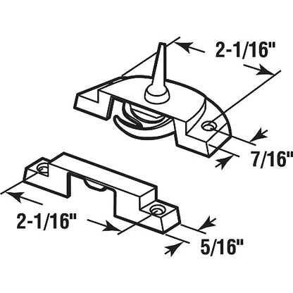 Prime-Line F 2762 2-1/16 In., Silver-Painted Diecast Zinc Double Hung Sash Lock (Single Pack) - color: Silver