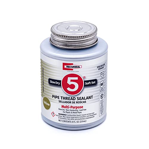 RectorSeal No. 5 25551 Pipe Thread Sealant, Lubricates & Protects Threads, Soft Setting, Slow Drying, & Permits Easy Breakout, Contains No Other Metals, 8 oz