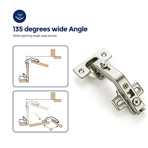Ravinte 1 Pair 2 Pack Kitchen Cabinet Hinges, 135 Degree Kitchen Door Hinges Compatible with Lazy Susan Corner Cupboard，Full Overlay Face Frame Concealed Corner Cabinet Hardware - size: 135 Degree