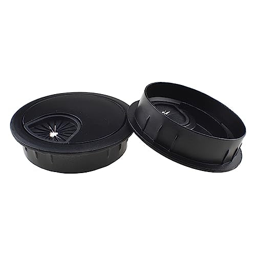 HAHIYO 2Pcs 2Inch/50mm Black Zinc Alloy Desk Grommet Wire Grommet Cable Management Cord Hole Cover Desk Wire Hole Insert Wire Organizer for Computer Office Home School Equipment Systems - color: Black, size: Metal-2in-Black-2P