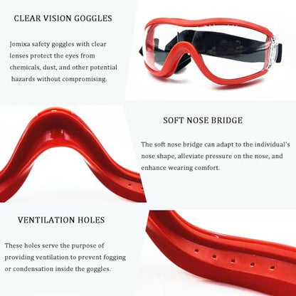 Kids Anti-fog Safety Goggles, Kids Lab Goggles, Adjustable, Compatible with Nerf Gun - color: Red