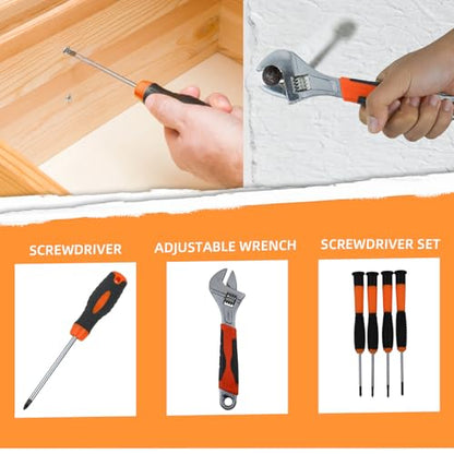 45 Piece Tool Kit Basic Home Repair Tool Set,General Household Tool Kit with Plastic Tool box,Perfect for Outdoor working,Office & College Dorm.Tools mainly include hand saw,wrench,hammer,Screwdriver - size: 45 Pcs