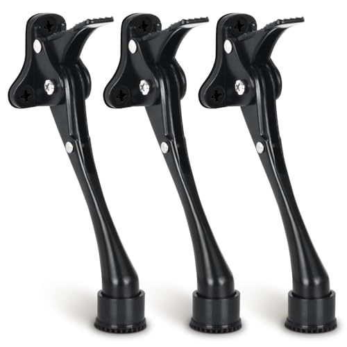 3 Pack Door Stops, 6 Inch Kickdown Door Stopper with Non-Slip Rubber Tip, One Touch Heavy Duty Bottom Holder, Adjustable Metal Door Stop, Black - color: Black, size: 6 Inch x 3 Pack