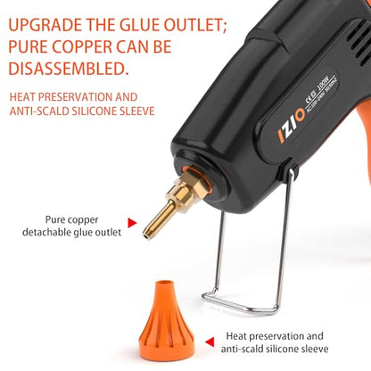 IZIO Professional Hot Glue Gun Kit-100W Fast Heat, 21 Glue Sticks(7/16"), Detachable Anti-Scald Nozzle & Durable Pouch | Heavy lightweight for diy projects, home repairs,ergonomic grip,Black gluegun - color: Black