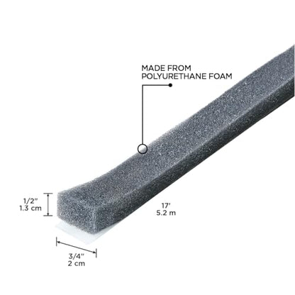 M-D Building Products 02113 1/2 in. x 3/4 in. x 17 ft. Gray Economy Foam Window Seal for Ex-Large Gaps - size: 1/2" x 3/4"