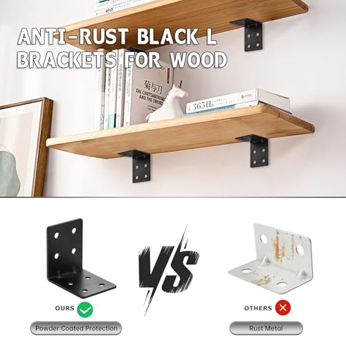 8 PCS Heavy Duty Steel Corner Brackets, 4"x4"x3" 90 Degree L Right Angle Bracket, DIY L Shelf Brackets, Metal Joint Timber Connector Support for Wood Shelves, Furniture - size: 4x4x3- 8pcs
