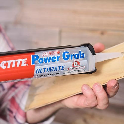 Loctite Power Grab Ultimate Crystal Clear Construction Adhesive, 9 fl oz Cartridge, 6 Pack - Versatile Construction Glue for Glass, Wood, Metal & More - size: 6 Pack