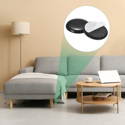 M METERXITY 24-Pack Furniture Sliders, 1.5" Diameter EVA Foam Felt Pad Self-Adhesive Mover Glides for Carpet/Chair/Tables, Furniture Round Pads Floor Protectors [Black] - size: 1.5"