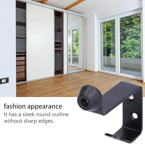 Door Stopper, Door Holder Door Stop Bumper with Hook Stainless Steel Toilet Partition Door Stop and Hook Door Stopper Stable Wall Mounted Door Coat for Home Office Black