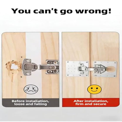 8PCSKitchen Cabinet Door Repair Platekit:UKFMLNLStainless Steel Hinges Fixion Plate,Suitable for Repairing and Securing Loose and Sagging Cabinet Doors at Home
