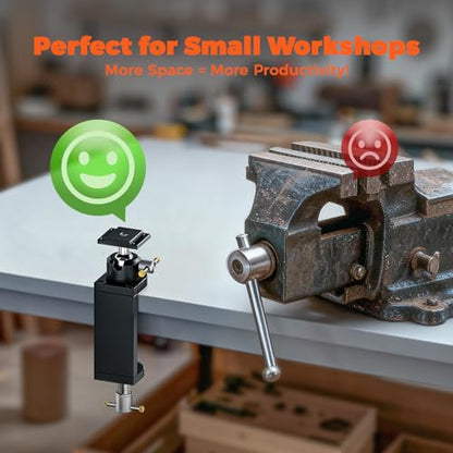 Luvan 360° Rotating Mini Bench Vise Stand, Double Locking Heavy-Duty Table Vise Stand with Enhanced Clamping Force, Adjustable Angle Vise Bracket Table Clamp Stand with Swivel Base for Fractal Vise ﻿ - color: Mount Vise and Grinder