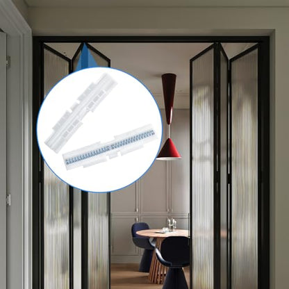 4PCS Bifold Door Slide Guide Hardware, White Abs Bi Fold Closet Door Spring Sliding Track Bi-Fold Doors Hardware Repair Kit for Top Mount Protect Doors Tracks