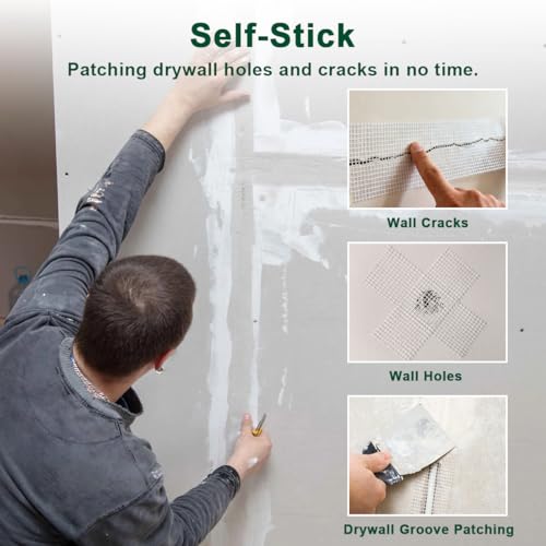 Drywall Joint Tape 1.97IN x 180 FT, Heavy-Duty Self-Adhesive Fiberglass Mesh Tape, for Wall Crack, Seam Patch Repair and Spackle wall Repair