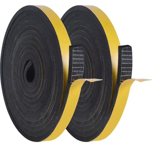 YoleShy Weather Stripping Door Seal Strip for Door Frame Block Air Weather Strip Reduce Noise High-Density Adhesive Foam Tape 1/2 Inch x 1/4 Inch x 26Ft - style: 1/2in x 1/4in x 26FT/Black