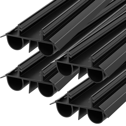 Lineshading 4 Pack Bottom Door Seal Exterior Plastic PVC 1 3/4" x 36" for Vinyl Concealed Kerf/Channel Fit Under Door Seal Strip for Weather Stripping Draft Stopper(Black) - color: Black