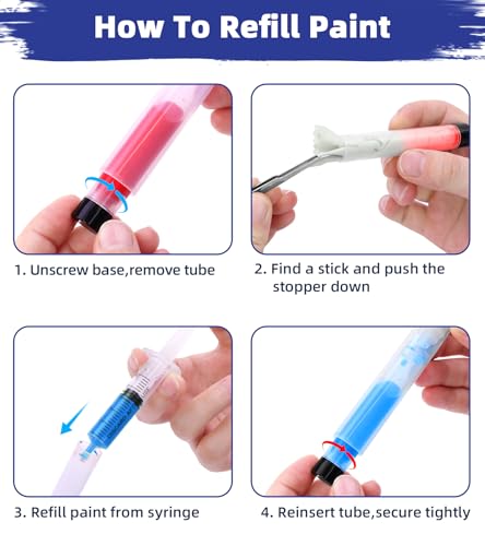 Fillable Touch Up Paint Pen Brush, 3 Pcs Paint Pen for Wall Touch Up, Refillable Paint Pens for Walls, Wood Floors, Cabinets, Windows, Doors (6 Pcs Pack of 1) - size: 6 Pcs(pack of 1)