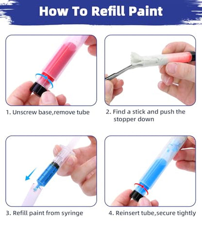 Fillable Touch Up Paint Pen Brush, 3 Pcs Paint Pen for Wall Touch Up, Refillable Paint Pens for Walls, Wood Floors, Cabinets, Windows, Doors (6 Pcs Pack of 1) - size: 6 Pcs(pack of 1)