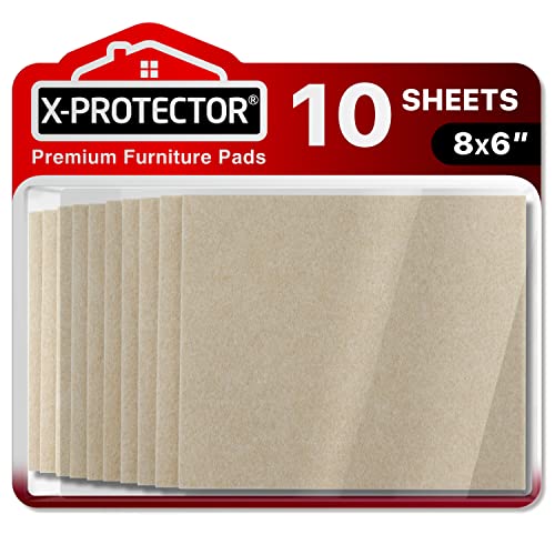 Felt Furniture Pads X-PROTECTOR 10 PCS - Premium 8” x 6” x 1/5” Heavy Duty Beige Felt Sheets! Cut Large Furniture Pads to The Size You Need - The Best Felt Floor Protectors for Any Hard Floor! - color: Beige, size: 8” x 6”