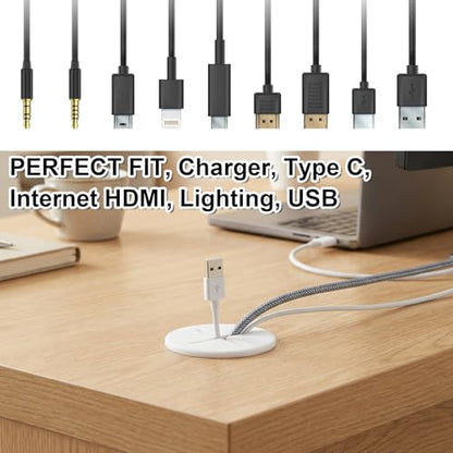 12 Pcs 1" Cable Cord Grommet Rubber Wire Grommets Desk Grommet White Desk Hole Cover for Cables Wire Hole Covers Furniture Desks Wall Holes Cover for Home Office Table Cable(White)