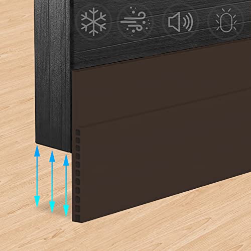 Door Draft Stopper for Huge Gap，3" W x 39" L Adjustable Widened Under Door Seal for Exterior/Interior Doors，Under Door Draft Blocker Soundproof/Insulator Door Sweep Weather Stripping，1 Pack Brown - color: Brown