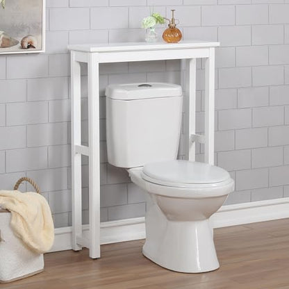 Dorset Over-the-Toilet Storage Shelf – 27" W x 37" H Space Saver Rack with Single Open Shelf for Towels & Toiletries – Minimalist Modern Design & Easy Assembly Bathroom Organizer by Alaterre Furniture - size: Toilet Shelf